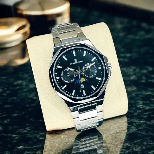Luxury Men's Stainless Steel Watch | Elegant Black Dial Chronograph – Perfect Gift - Image 6