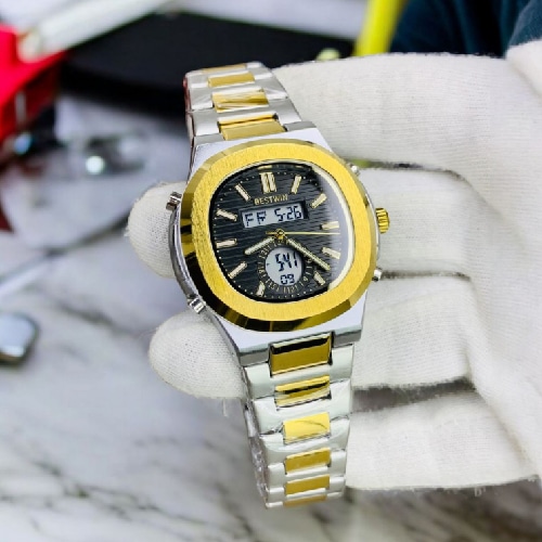 Bestwin Men’s Gold Silver Analog Digital Watch - Image 6