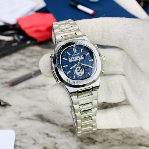 Bestwin Men’s Gold Silver Analog Digital Watch - Image 2